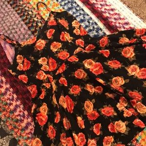 Floral skater dress with lace up back